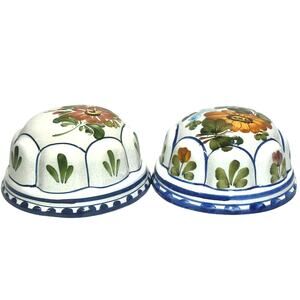 Italian Ceramiche ABC Bassano Hand Painted 6.25" Floral Molds-Set of 2